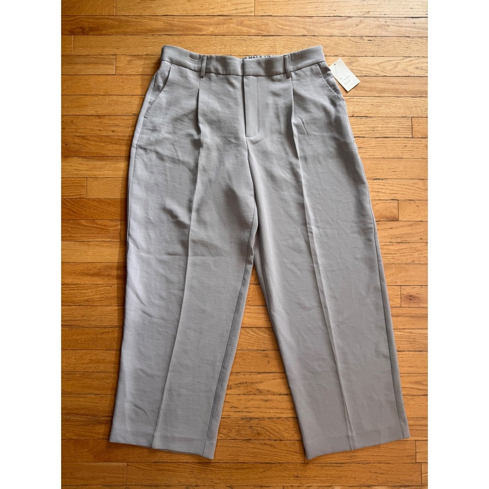A New Day Women Gray High-Rise Pleated Wide Leg Trousers Size 14 Regular NWT